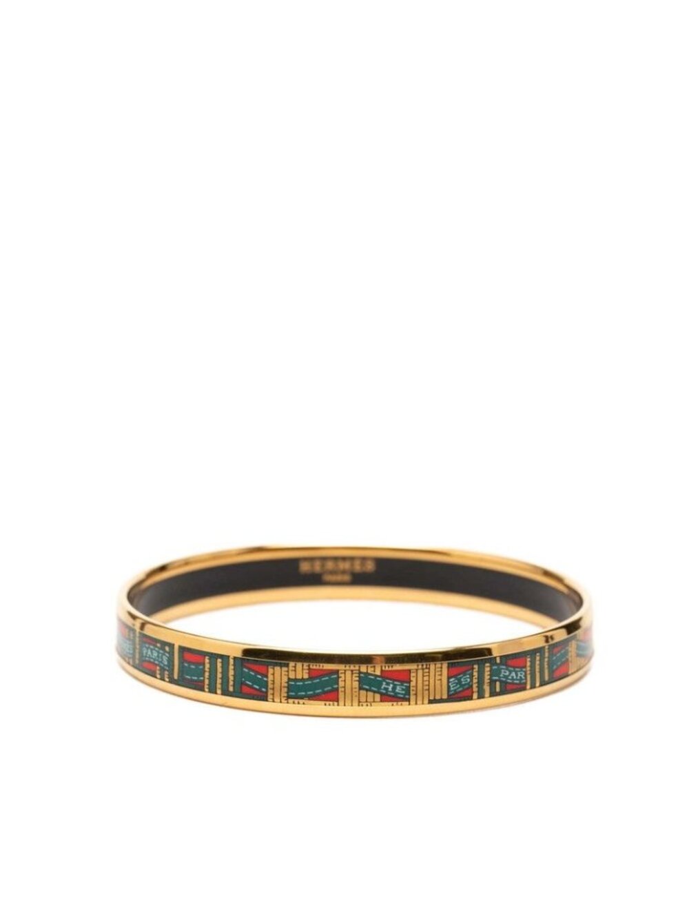 Hermes Enamel PM Cloisonne Bracelet Bangle Gold Plated